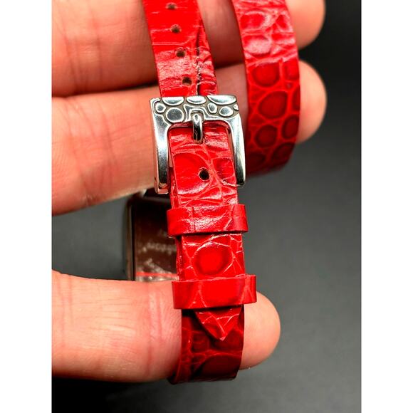 Brighton Petoskey Women\'s Genuine Italian Red Leather Strap Vintage Watch NIB main image 4